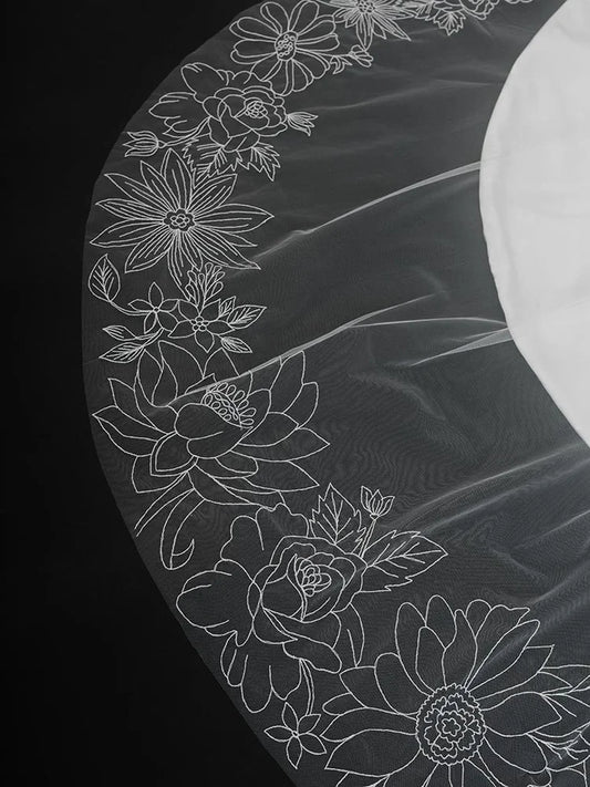 Embroidered Flower Veil