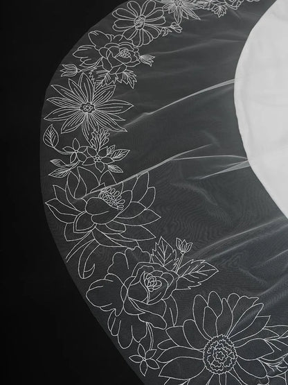 Embroidered Flower Veil