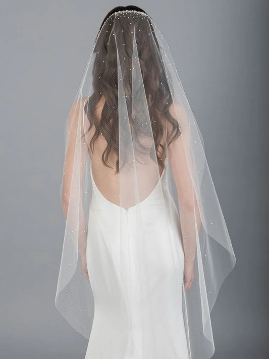 Cascading Pearl and Crystal Veil