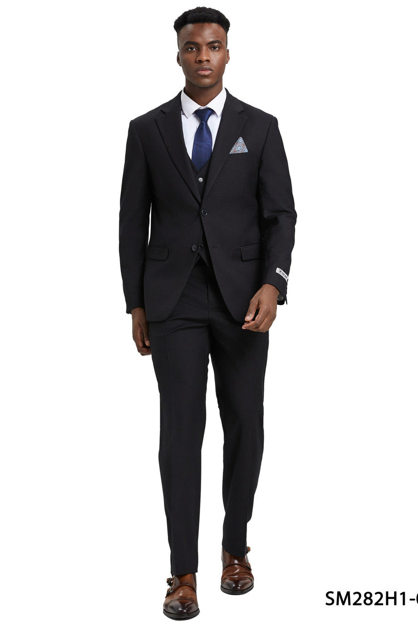 2 Button Solid 3pc Suit