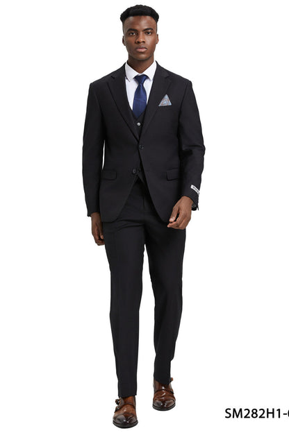 2 Button Solid 3pc Suit