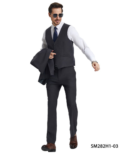 2 Button Solid 3pc Suit