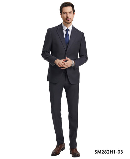 2 Button Solid 3pc Suit