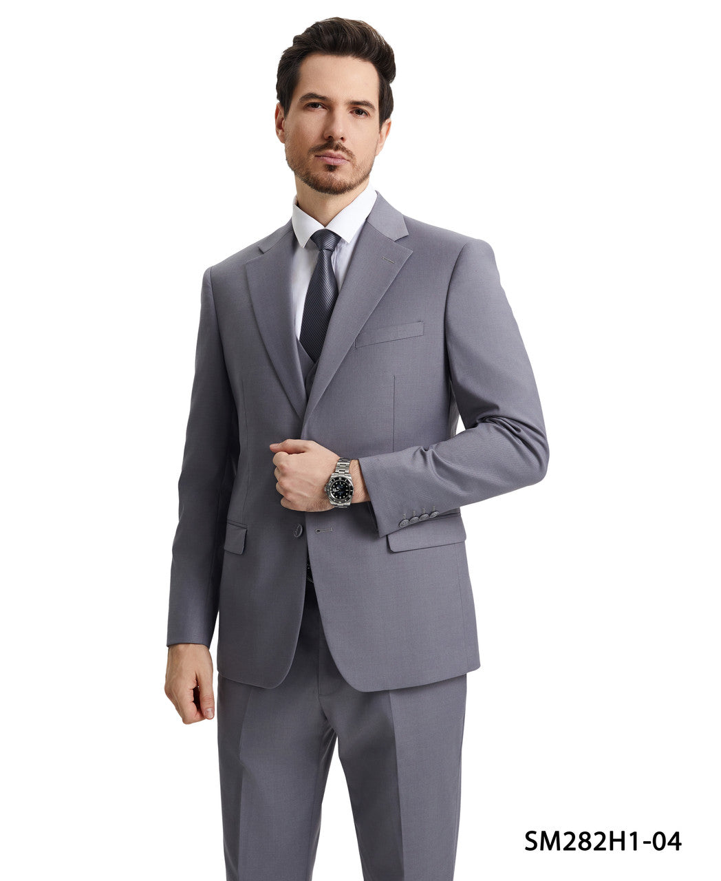 2 Button Solid 3pc Suit