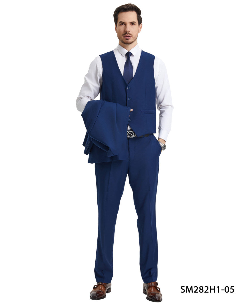2 Button Solid 3pc Suit