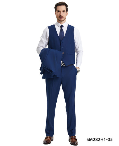 2 Button Solid 3pc Suit