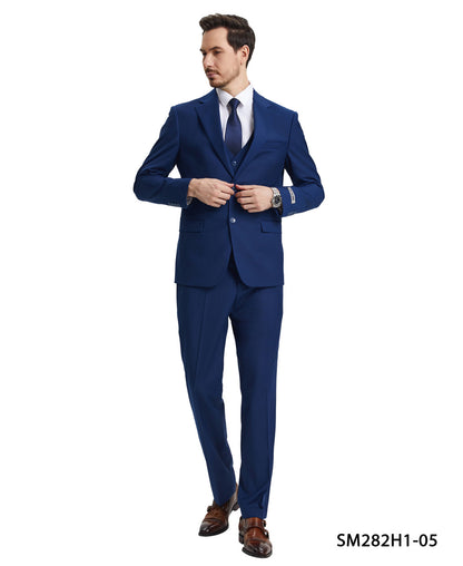 2 Button Solid 3pc Suit