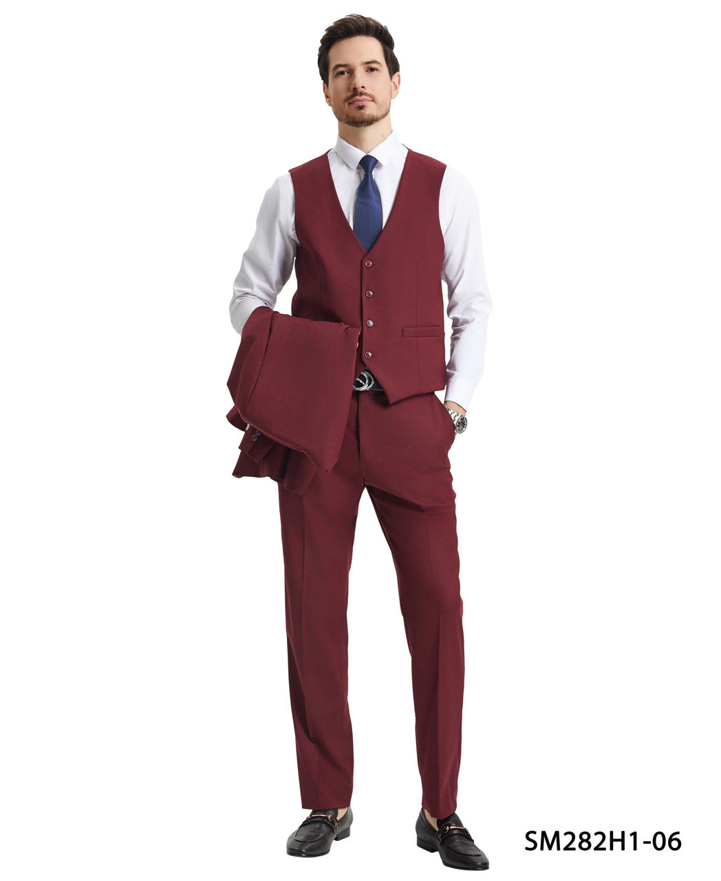 2 Button Solid 3pc Suit
