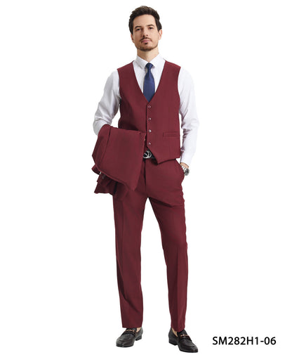 2 Button Solid 3pc Suit