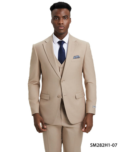2 Button Solid 3pc Suit