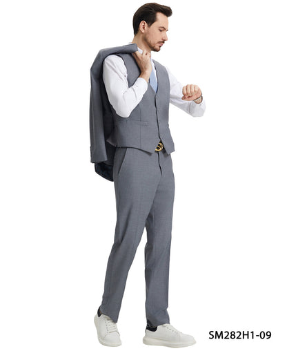 2 Button Solid 3pc Suit