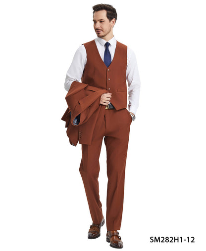 2 Button Solid 3pc Suit