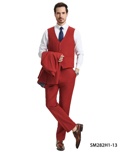 2 Button Solid 3pc Suit