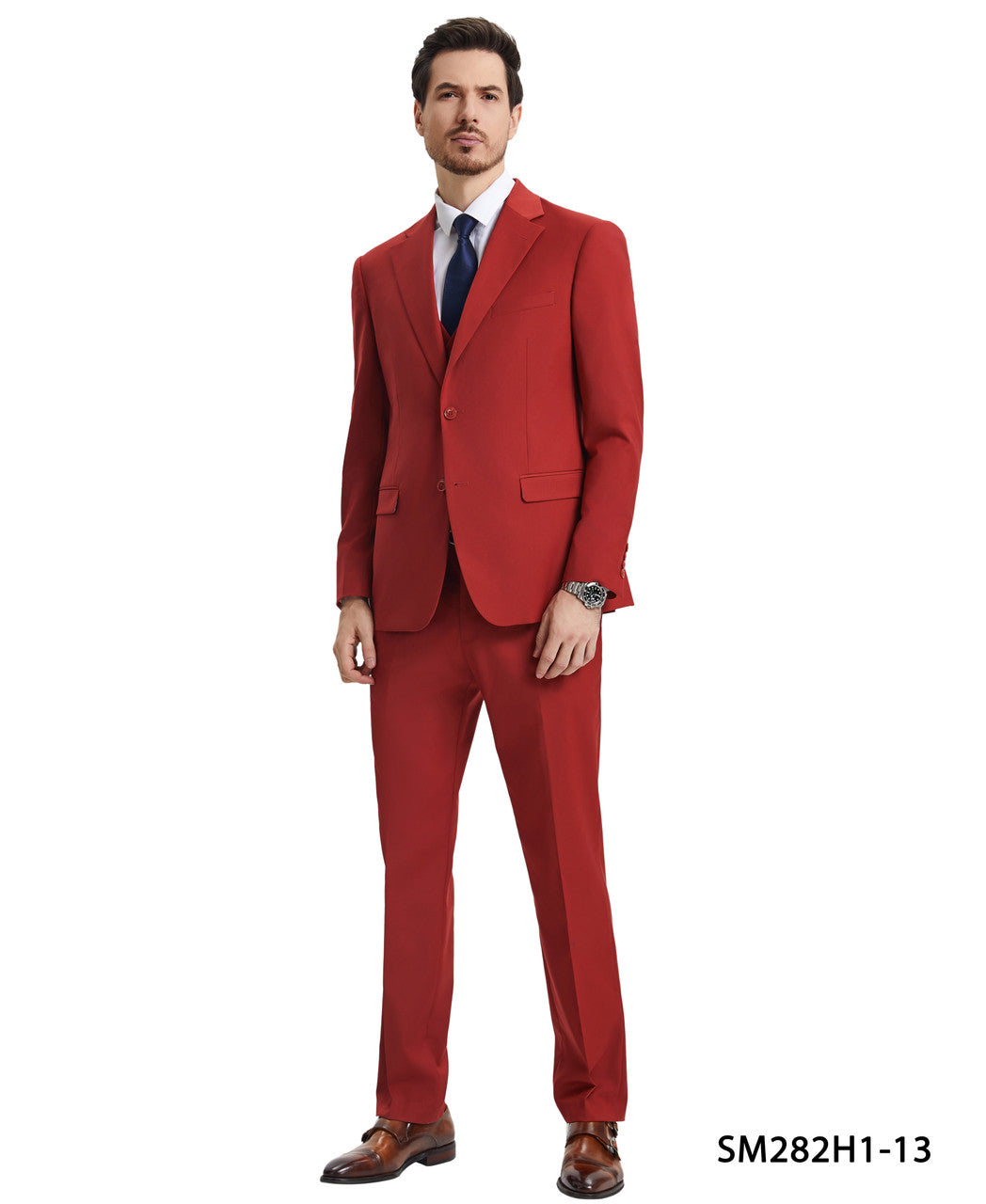 2 Button Solid 3pc Suit