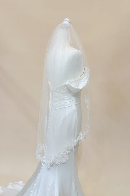Floral Veil with Pearl Accents