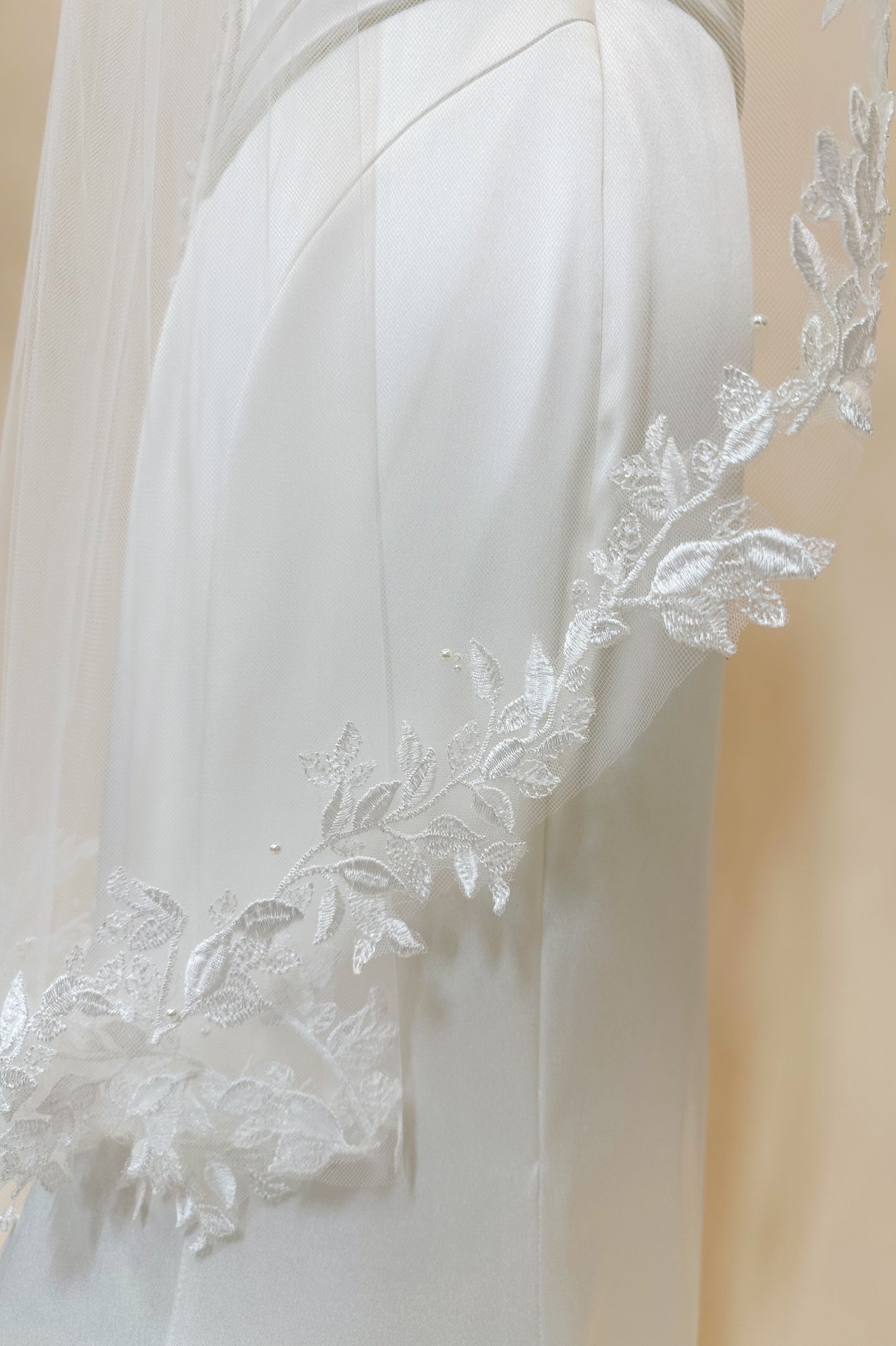 Floral Veil with Pearl Accents