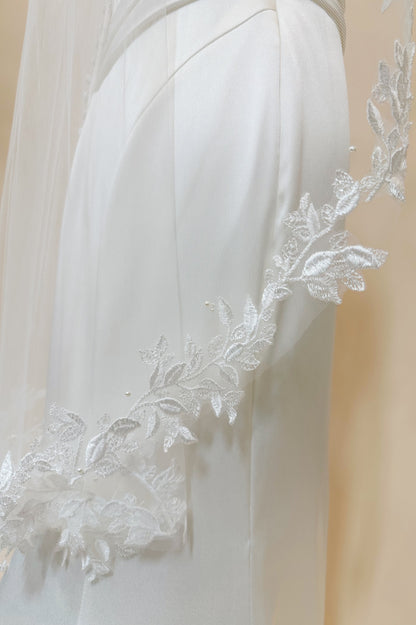 Floral Veil with Pearl Accents