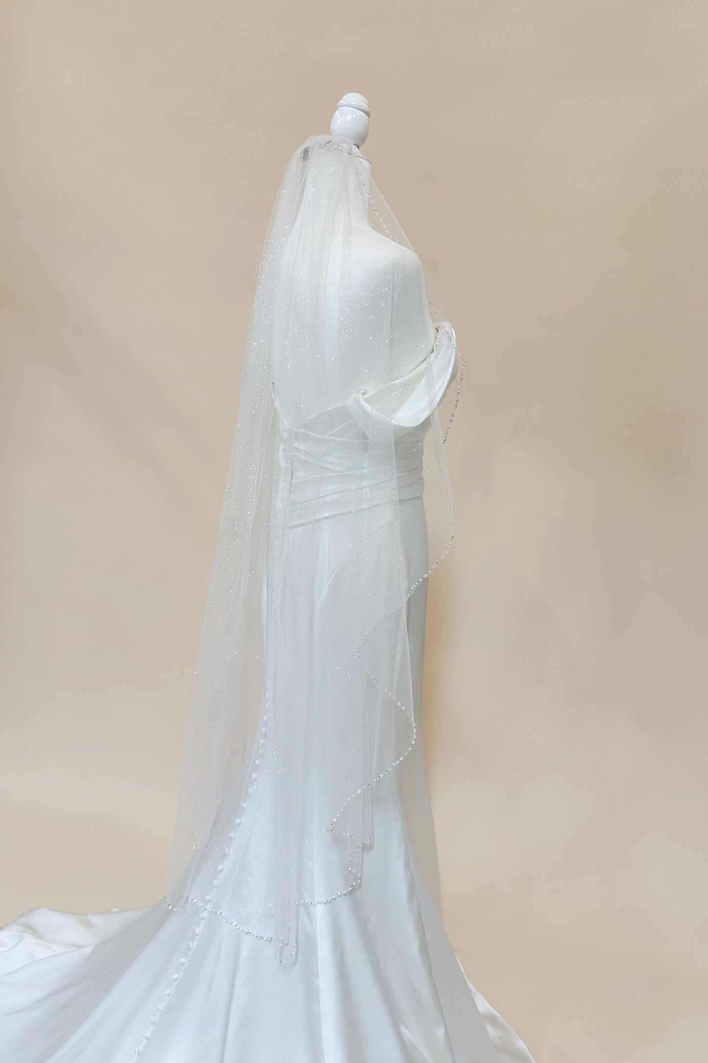 Sparkle Tulle Veil with Beaded Edge