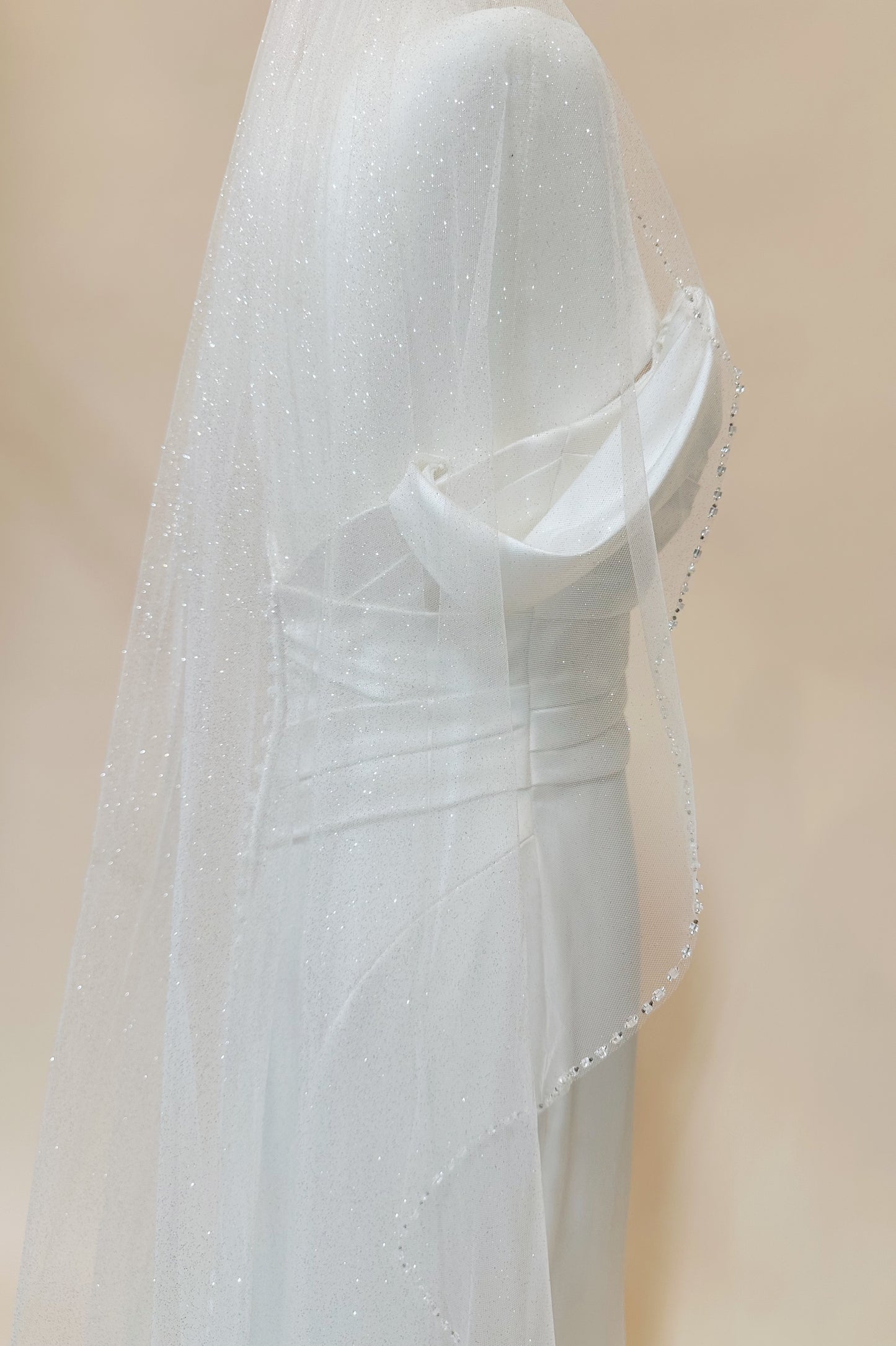 Sparkle Tulle Veil with Beaded Edge